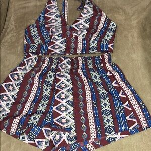 Tribal Print Two-Piece Halter Top